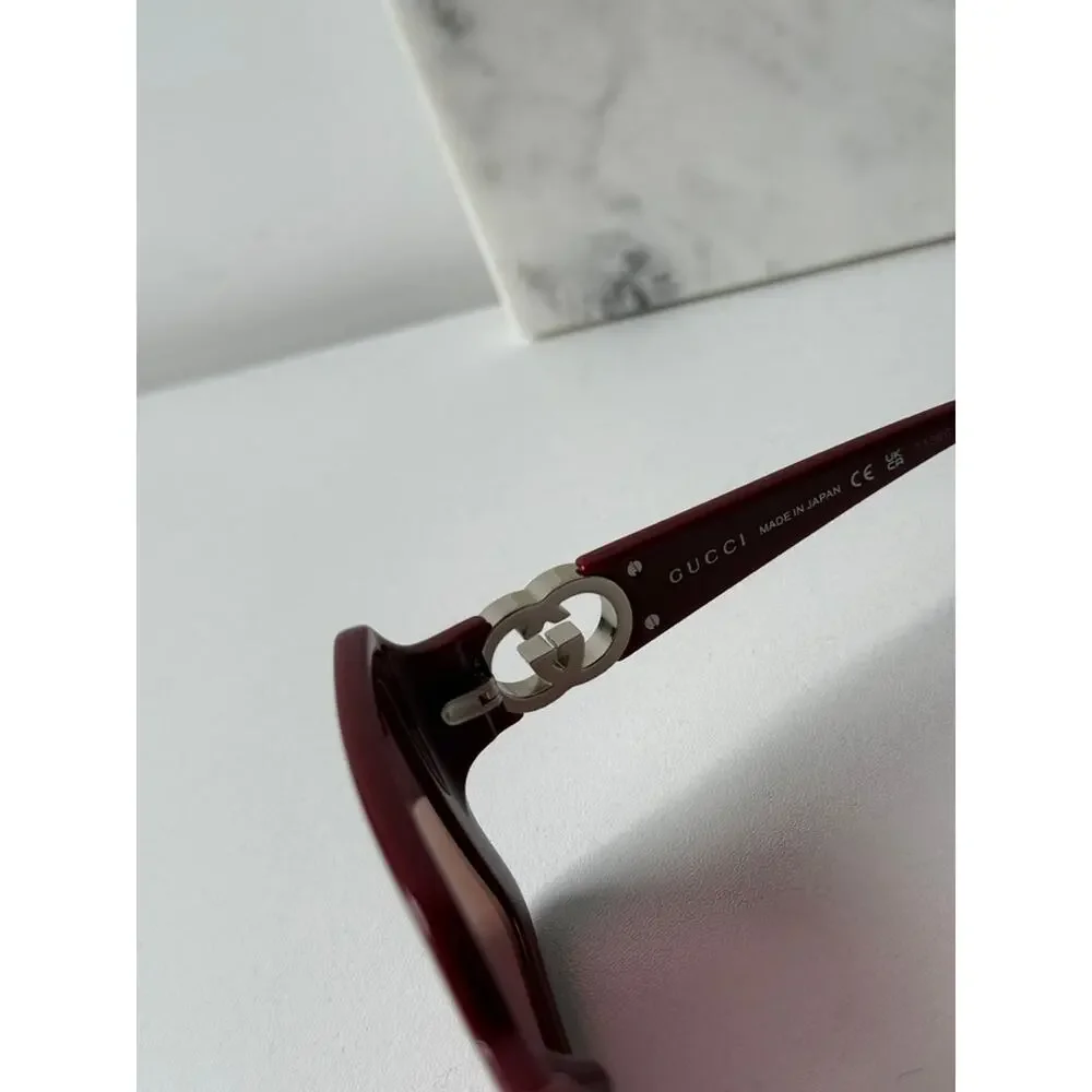 NEW Gucci GG1692SA Burgundy Square Mirror Lens Sunglasses